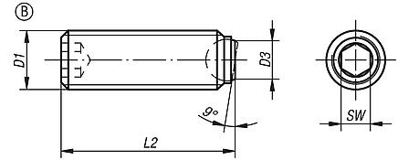 Vis à bille orientable à tête HC
à pas fin Forme B
