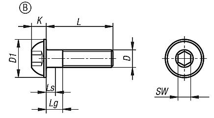 Hexagon socket button head screws with collar EN ISO 7380-2, Form B