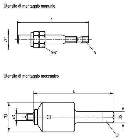 Utensile di montaggio autofilettante per inserti filettati