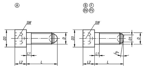 Vis à bille orientable à tête CHC