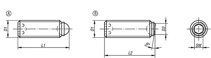 Vis à bille orientable à tête HCà pas fin