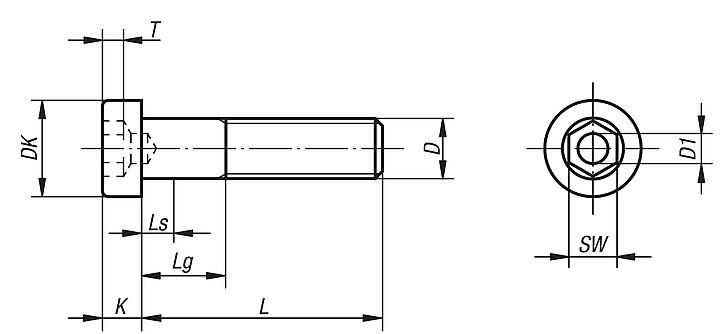 Socket head screws with low head DIN 6912, steel