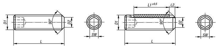 Tornillos de sujeción con hexágono interior y extremo achaflanado DIN EN ISO 4026