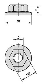 Гайки шестигранные c фланцем