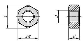 Hexagon nuts DIN 934, stainless steel