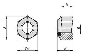 Hexagon nuts with polyamide thread lock high type, DIN 982 enhanced