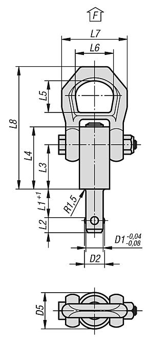 Lifting pins self-locking, stainless steel