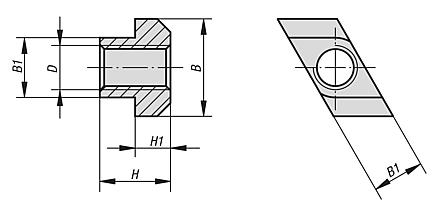 Rhombusmuttern für T-Nuten