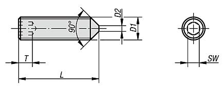 Grub screw with hexagon socket and pointed end DIN EN ISO 4027