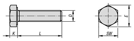 Hexagon head bolts DIN 933/ISO 4017, steel