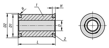 Spacer sleeves, stainless steel with seal washer in Hygienic DESIGN