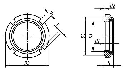 Slotted nuts with elastic lock