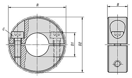 Shaft collars two-piece