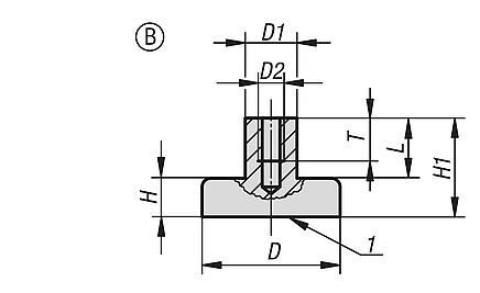 Magnets shallow pot with internal thread, hard ferrite, Form B