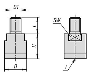 Magnete mit Gewindezapfen (Stabgreifer) aus NdFeB, Haftfläche gummiert