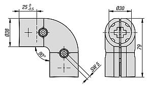 Butt connector 90° Ø30 type I 
with rotation lock