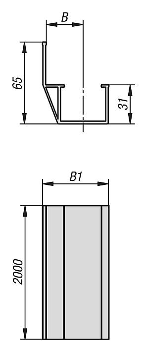 Guide rails, plastic for roller tracks, steel