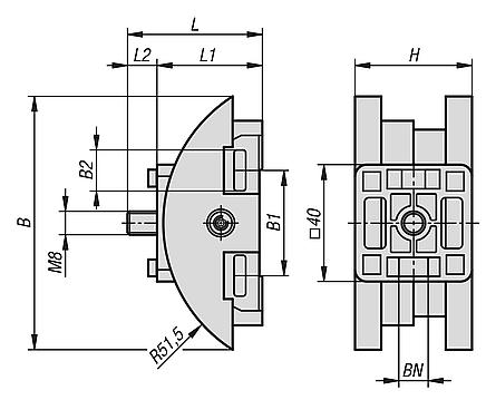 Swivel adapter, antistatic plastic,for profile slots