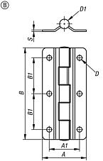 Cerniere in acciaio inossidabile, forma B