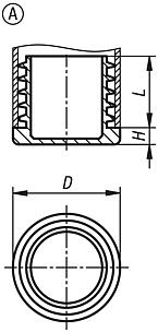 Tube end plugs, plastic for round and square tubes, Form A, round