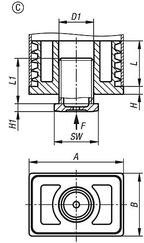 Bouchons d'ajustement en plastique sans insert pour tubes ronds et carrés, forme C, rectangulaires