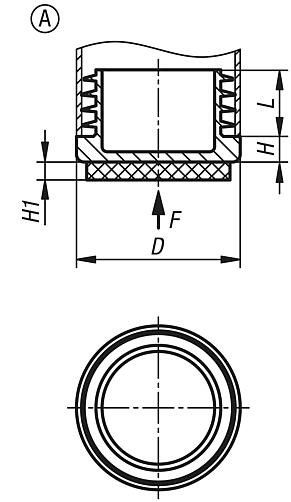 Bouchons en plastique avec surface de glissement en feutre pour tubes ronds et carrés, forme A, ronds