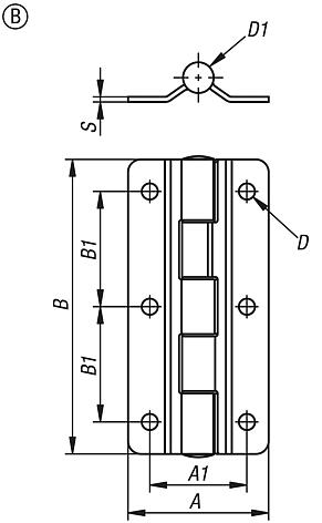 Charnières en inox avec friction préréglée, forme B