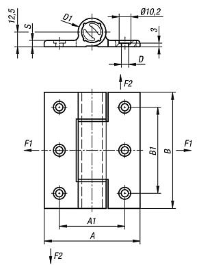Spring hinges aluminium profile tension spring hinges, 3.8 Nm, without spring