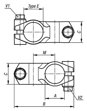 Linear actuator connector clamps, stainless steel cross