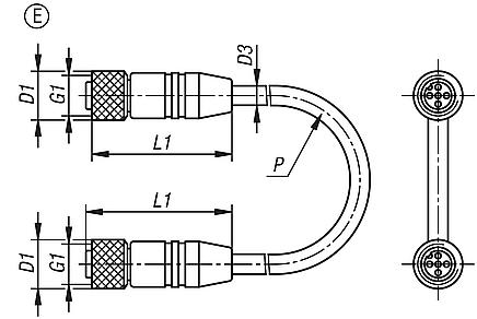 Connectors with screw fitting, Form E