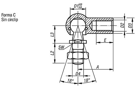 Articulaciones angulares DIN 71802, forma C