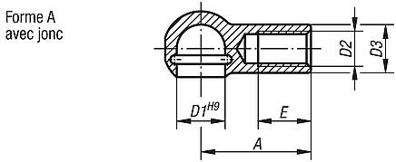 Cuvette pour embout à rotule DIN 71805, forme A
