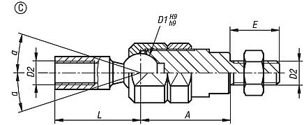 Axial joints for tractive forces adjustable, Form C