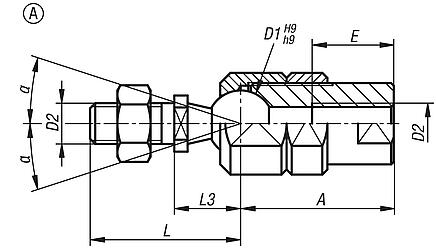 Embouts axiaux à rotule réglables pour force de traction, forme A