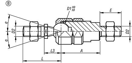 Embouts axiaux à rotule réglables pour force de traction, forme B