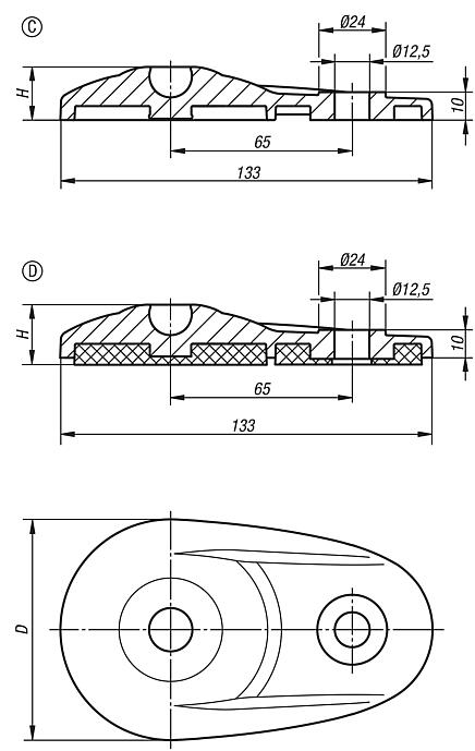 Swivel feet plates extended plastic