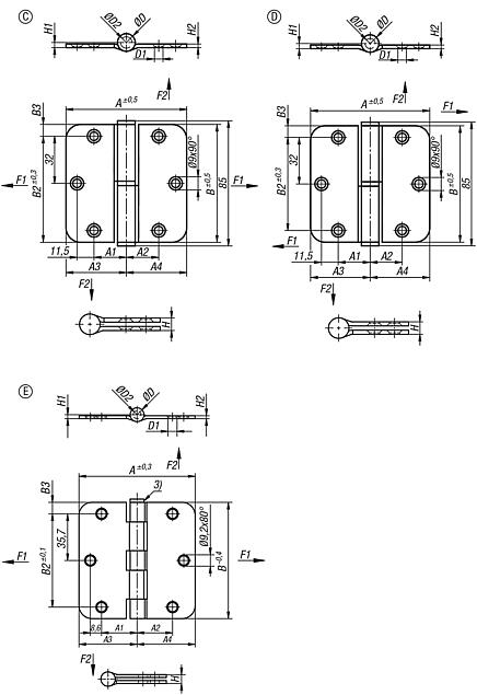 Strap hinges steel or stainless steel