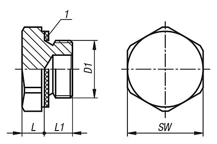 Bouchon fileté, aluminium