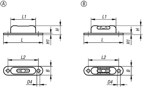 Tubular bubble levels with frame to screw on