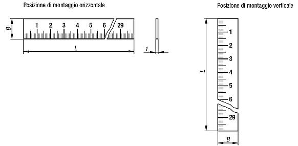 Scale graduate in acciaio inox, autoadesive