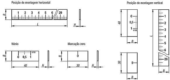 Escalas em aço inoxidável autocolante