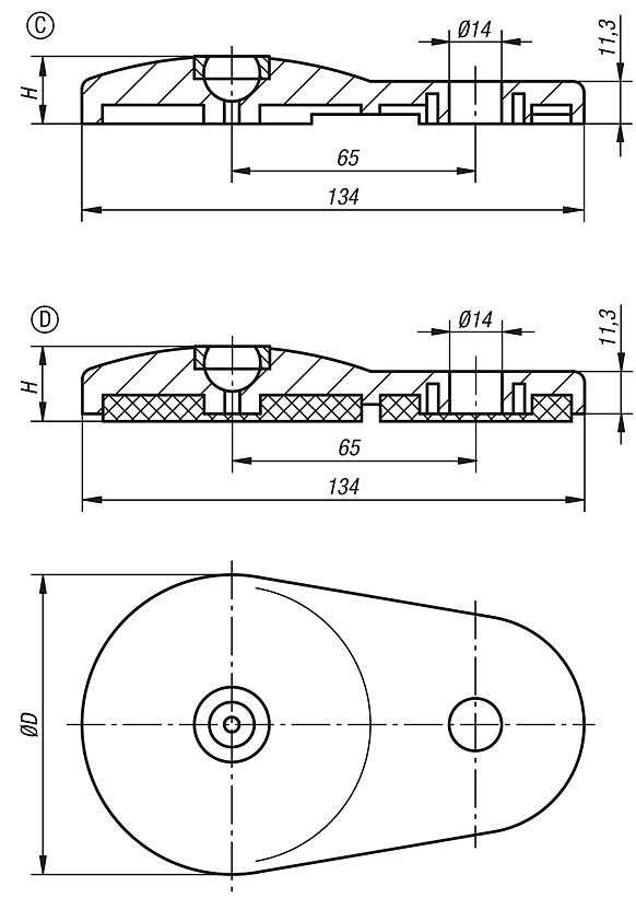 Swivel feet plates extended die-cast zinc