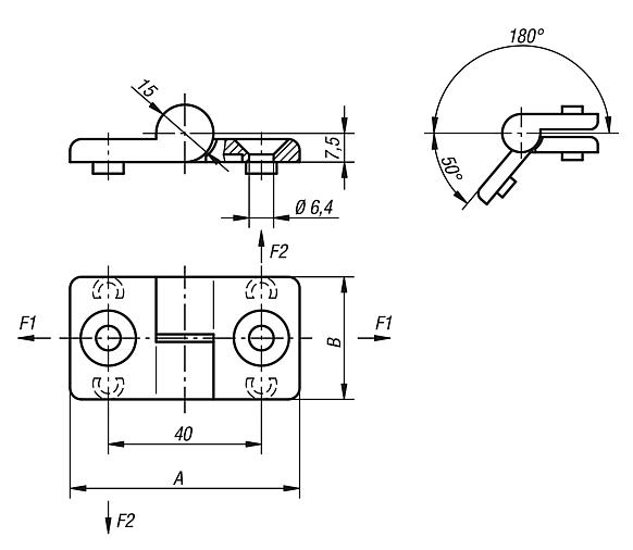 Charnièredégondable en thermoplastique avec broche-guide