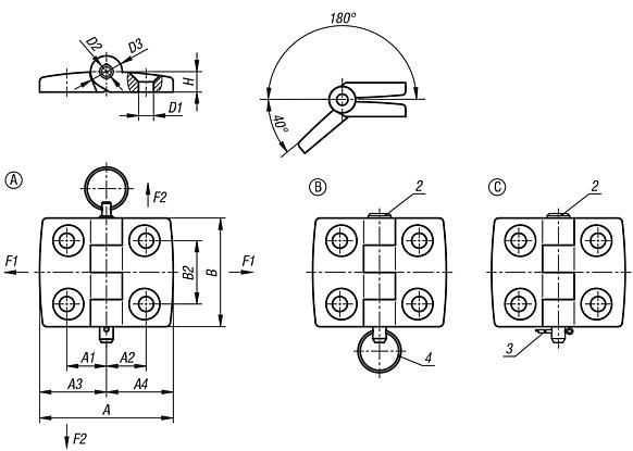 Bisagras de acero inoxidable, separables, desmontables