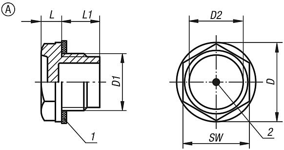 Visores de nível de óleo forma A, sem refletor