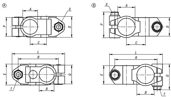 Tube clamps cross stainless steel