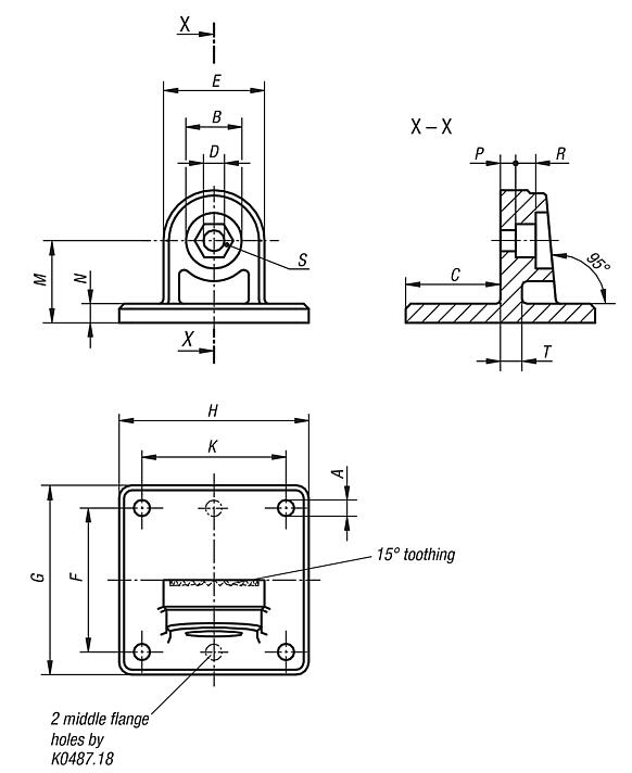 Tube clamps swivel base, sunken teeth, plastic