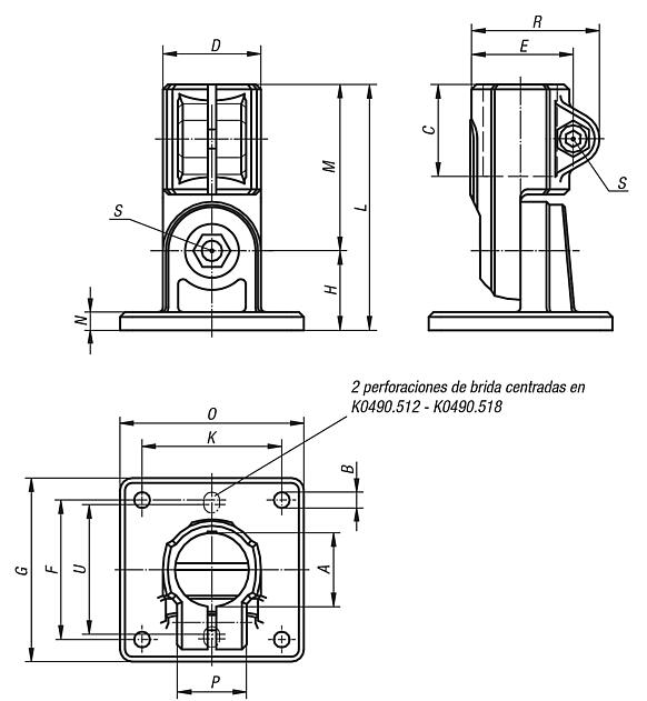 Conectores para tubos, pies articulados aluminio
