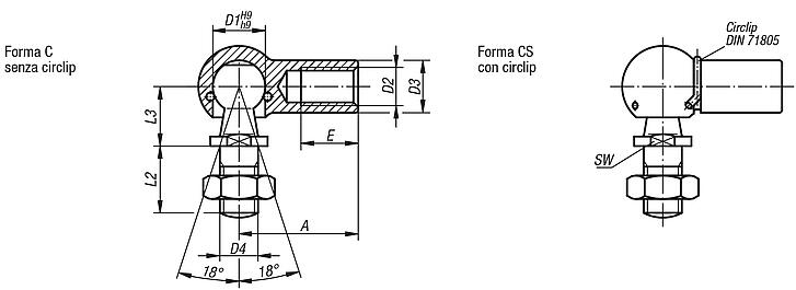 Snodi angolari DIN 71802