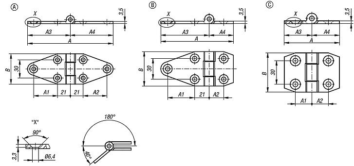 Hinges steel maintenance-free